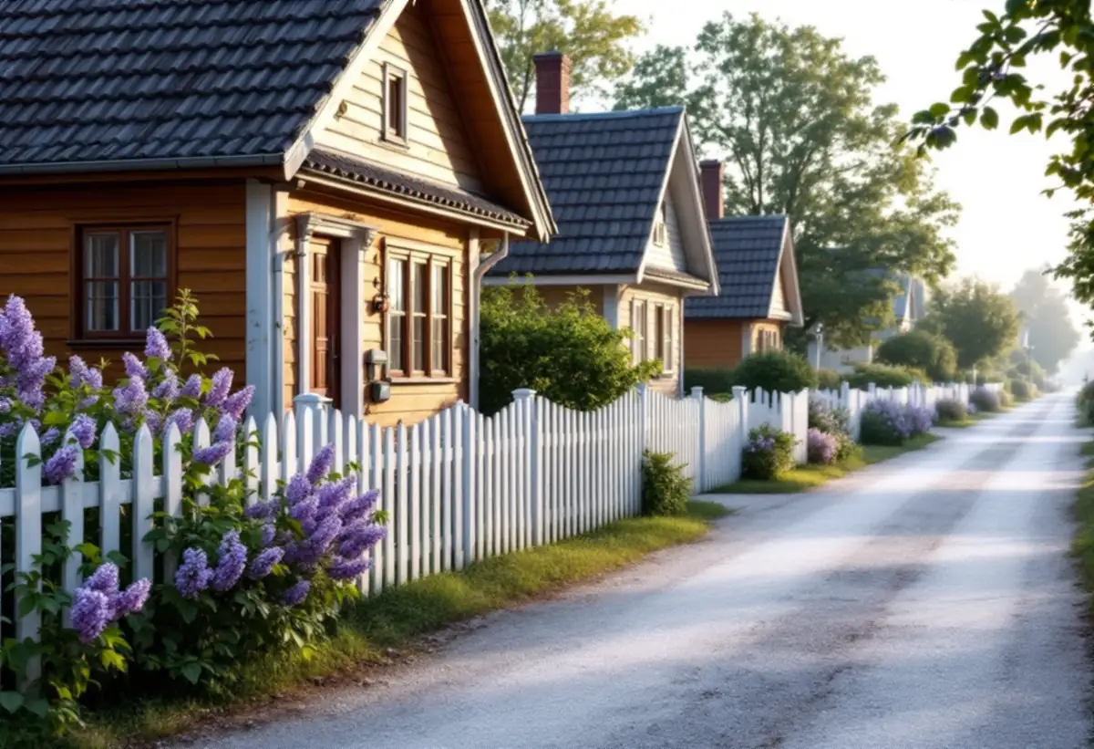 Villagata med äldre egnahem och staket