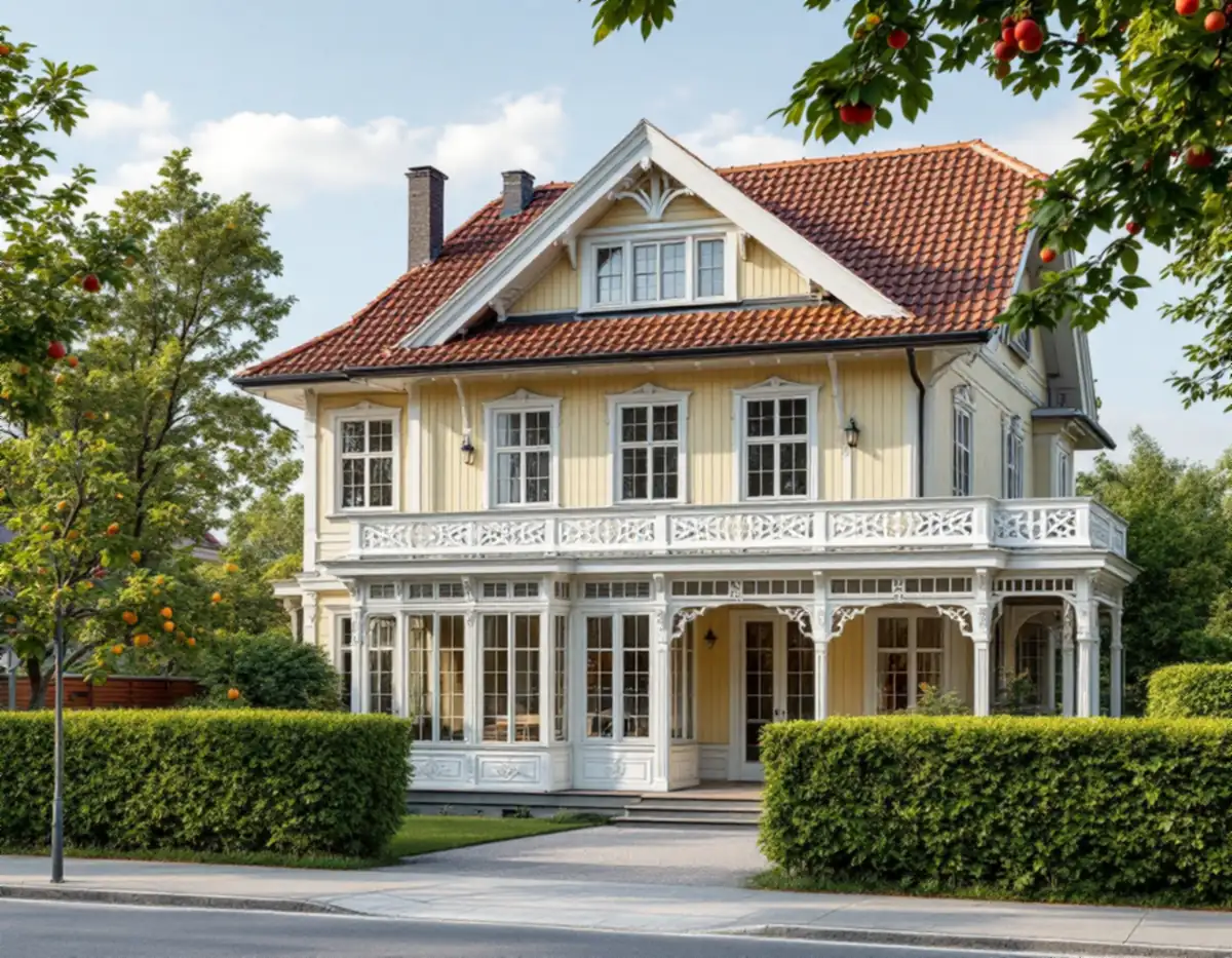 Trävilla med glasveranda på en villagata i Spånga