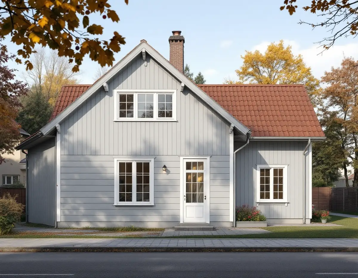 Egnahemsvilla i Huddinge med träpanel och enkelt spröjsade fönster
