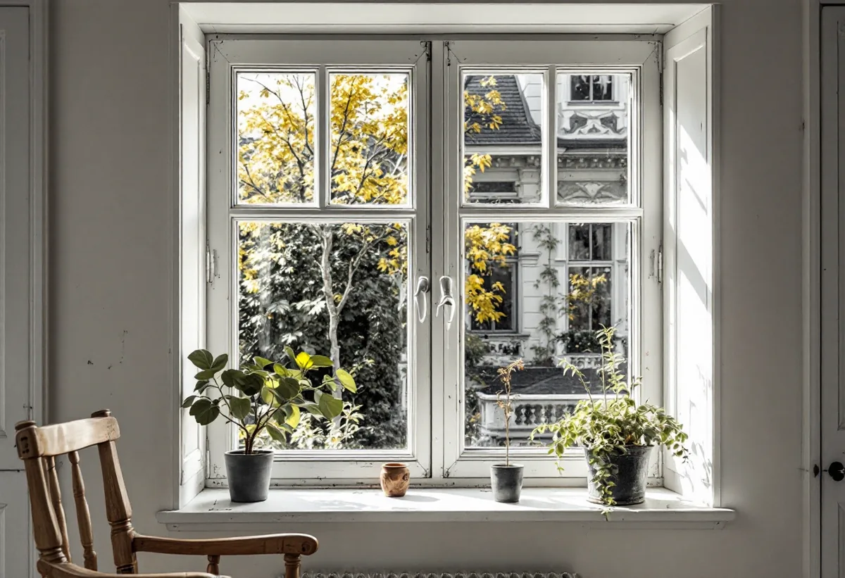 Renoverat fönster med tätningslist på insidan