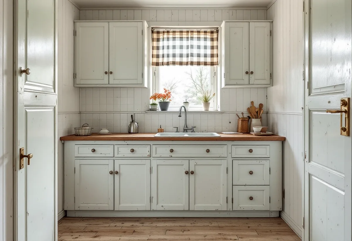 Enkelt gammalt kök i ett fritidshus före renovering