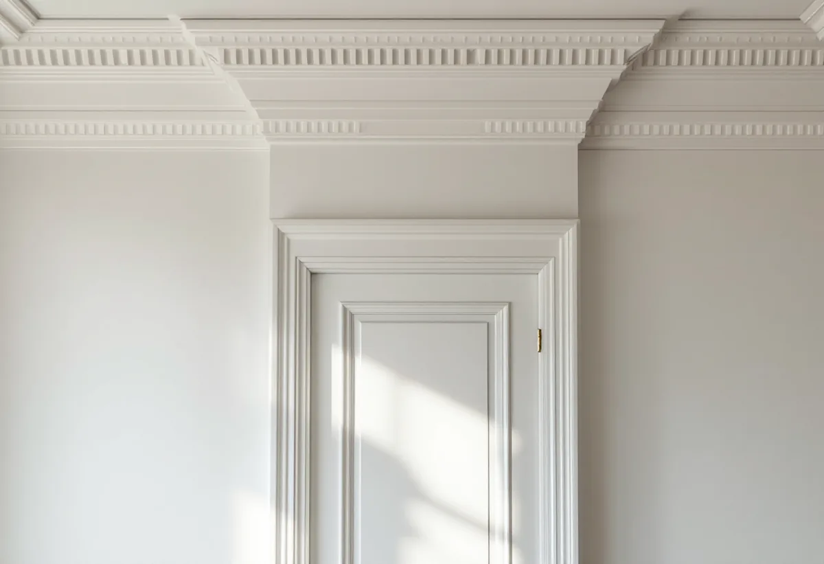 Profilerade taklister och dörrfoder i en sekelskifteslägenhet
