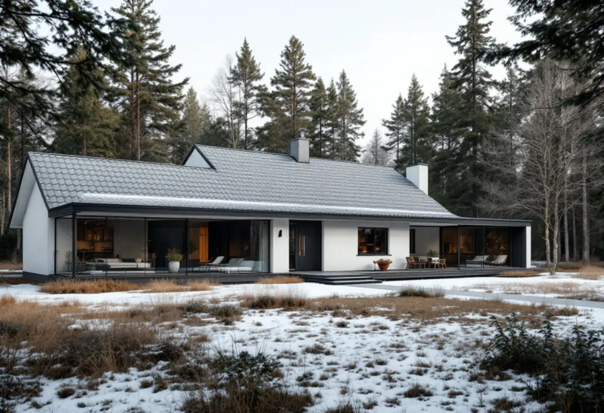 Villa med grå takpannor vid skogskanten i Södertälje